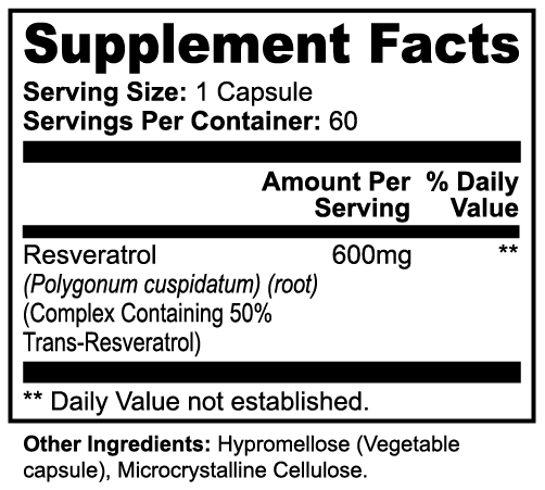 Resveratrol 50% 600 MG High Potency